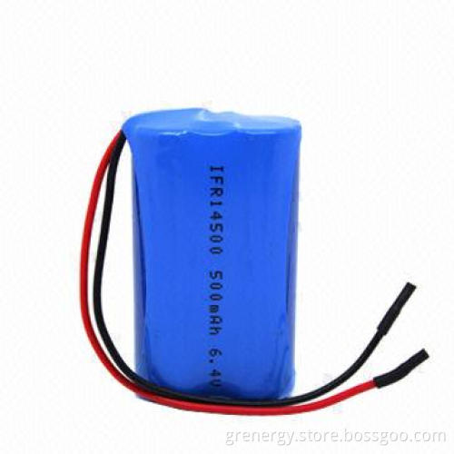 6.4V 500mAh LiFePO4 Rechargeable Battery IFR 14500, UL, CE, RoHS Approved for Lighting, Solar